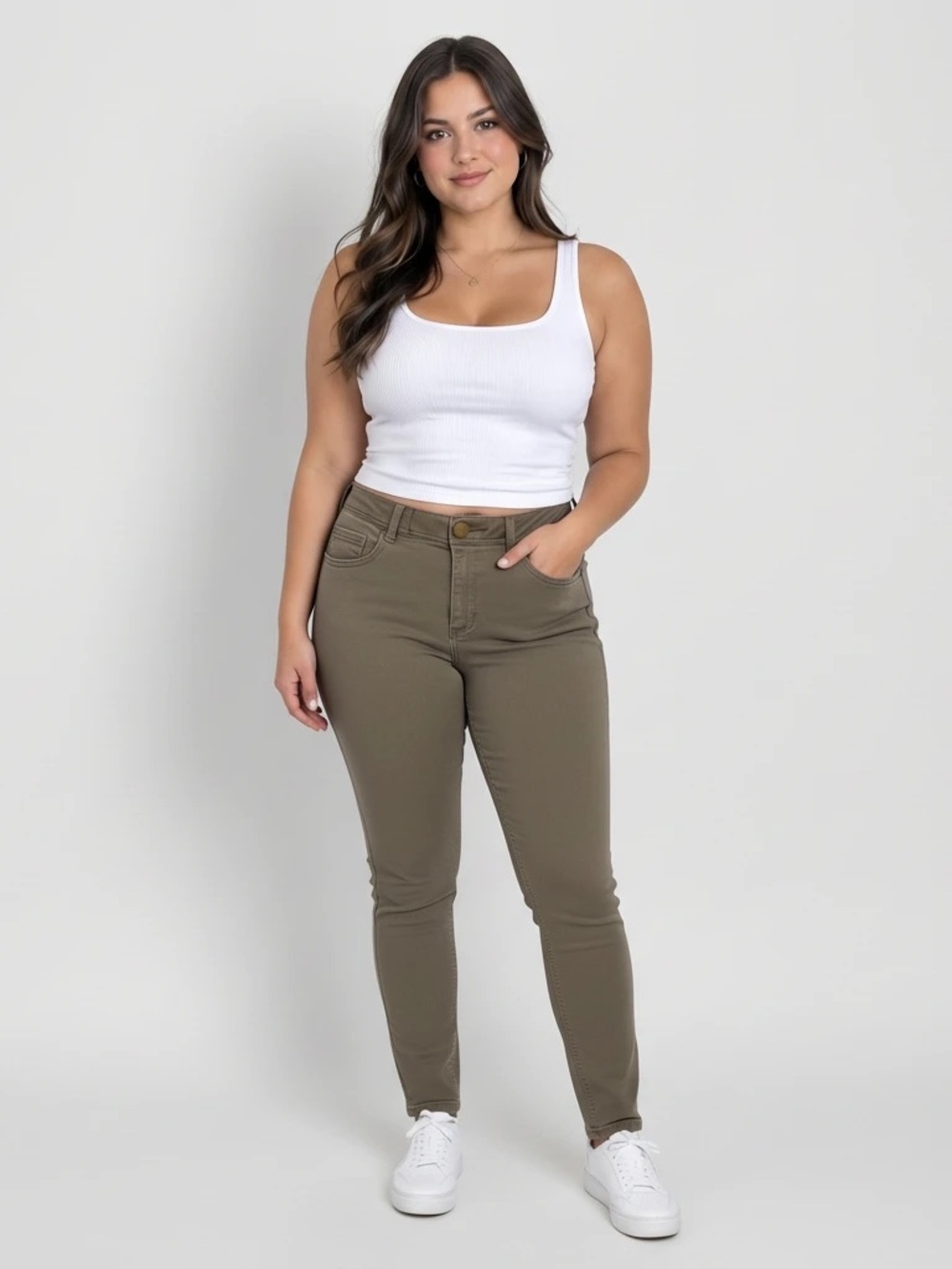 Democracy AB Technology Taupe Stretch Skinny Pants Size 14